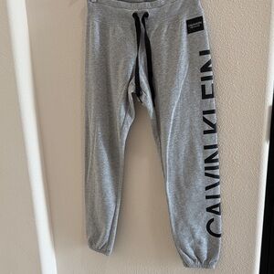 Calvin Klein Light Gray Jogger Sweatpants with Black Logo
